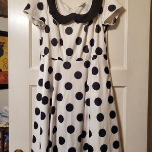 Unique Vintage  Dress - Black and White Polka Dot